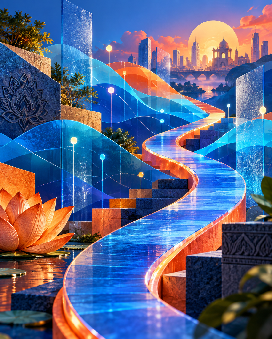 Colourful visual representing connected business growth